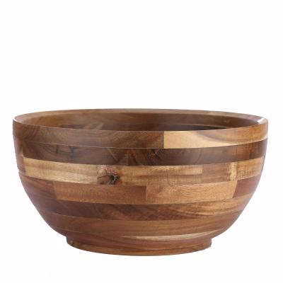 China Factory price hot sale so big disposable round acacaca wooden salad bowl for sale