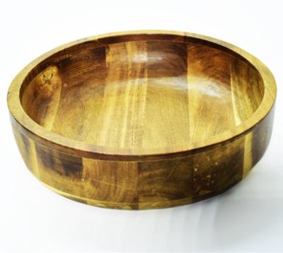 China Sustainable High Quality Customizable Acacia Wood 10 Inch Rounded Salad Bowl For Salad, Fruit And Food for sale