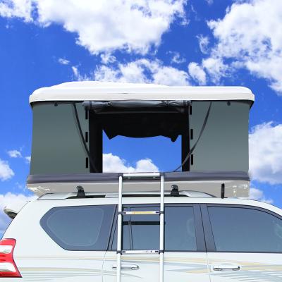 China Straight Tie Type Auto Roof Tent Car Roof Top Tent Truck Shell Rooftop Tent Beige Waterproof White Hard Cloth Camping She for sale