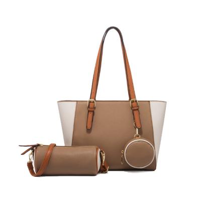 China The new fashion large-capacity three-in-one handbag designer recommends contrasting color women's bags below for sale