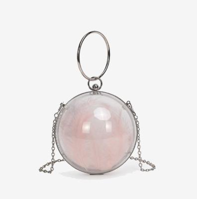 China New fashion mini version chain bag round ball portable Korean acrylic shoulder bag transparent elegant women's bag for sale