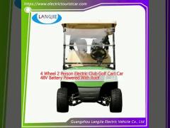 4 Wheel 2 Person Electric Club Golf Cart Car 48V Battery Powered With Roof