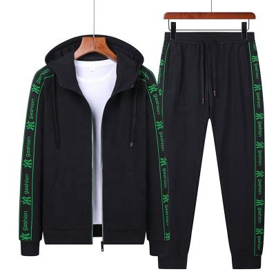 China Black Zipper- Wholesale Cotton 95% Cotton Custom Anti-wrinkle Long Sleeve Fashion Leisure Plus Size Men Sweatpants Hoodies Coats Set for sale