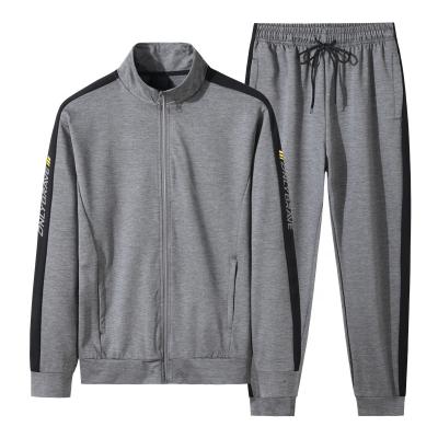 China Anti-wrinkle 2021 Gray Long Sleeve Loose Leisure black fashionable stylish Tracksuits high quality plus size pulsating full zipper established for men for sale