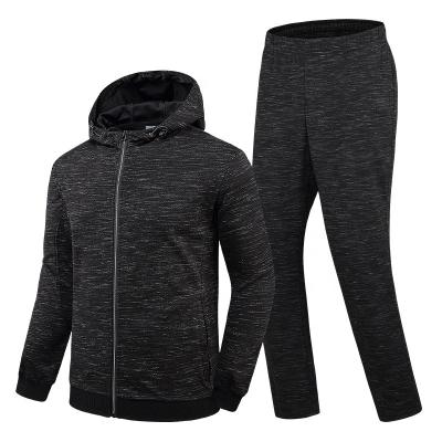 China 2021 New Arrival Anti-Wrinkle Long Sleeve Sweatpants Hoodie Men 2 Pieces Custom Set Gym Black Slim Stripped Full Zip Up Mens Tracksuits for sale