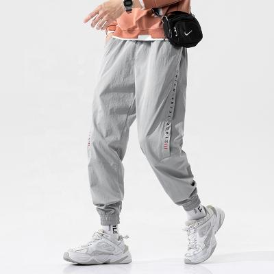 China 2021 New Arrival Autumn Casual Tight Feet Gray Black Anti-Wrinkle Loose Mens Pants 100% Polyester Cargo Pants Men's Pants for sale