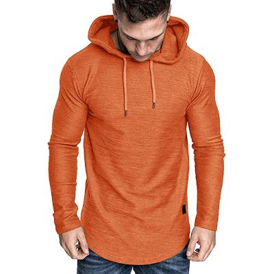 China Fashionable Men's Drawstring Anti-Wrinkle Sports Hoodies Autumn Thick Fleece Designer Slim Orange Sweatshirts Fitted Plain High Quality Mens Hoodies for sale