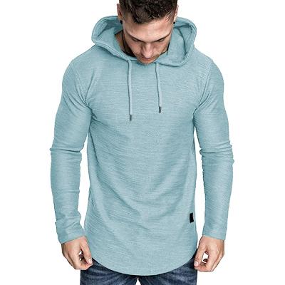 China 2021 New Arrival Streetwear Color Block Hoodies Men Gym Pullover Anti-wrinkle Sky Blue Custom Made Mens Hoodies for sale