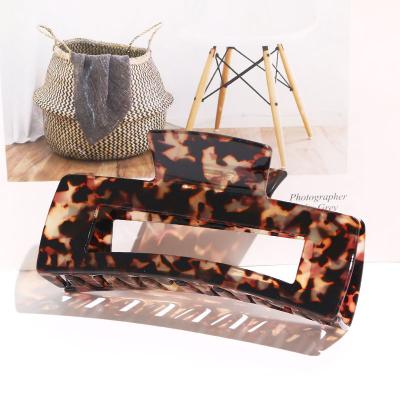 China Hot Selling Eco-Friendly 13cm Acetate Shark Clip Large Rectangle Ponytail XL Curly Hair Square Claw Clips For Thick Hair for sale