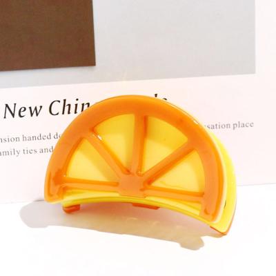 China Women 2022 High Quality Korean Hair Claw Acrylic Resin Claw Hair Clip Acetate Claw Fruit Clip Eco-friendly Organic Yellow Orange Hair Claw for sale