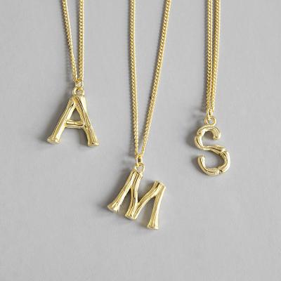 China Sterling Silver Initial Letter A, S, M BOHEMIA 925 Gold Necklace Pendant Necklace in 18K for sale