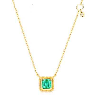 China Fashionable 925 Sterling Silver Square Enamel Diamond 14K Gold Women's Simple Necklace for sale