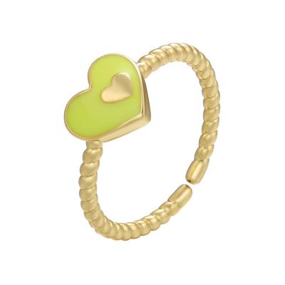 China BOHEMIA Drop Shipping Cheap Price Oil Plating Thin Enamel Twist Band Heart Ring Lady Jewelry for sale