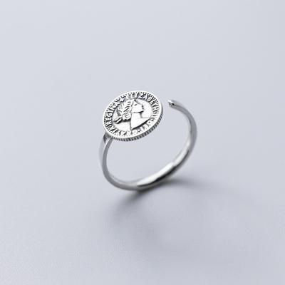 China Elizabeth Fashionable Thai Coin Medal 925 Sterling Silver Ring for sale