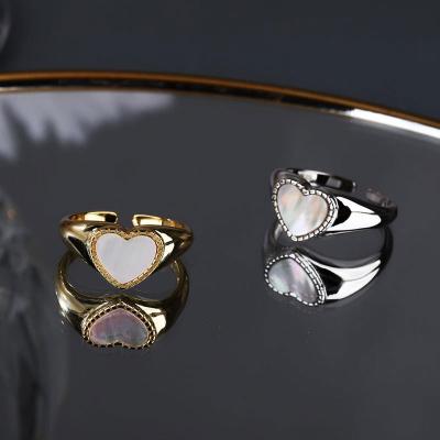 China Casual/Sporty Free Size Open Mouth Nature Seashell Heart Engagement Ring for sale