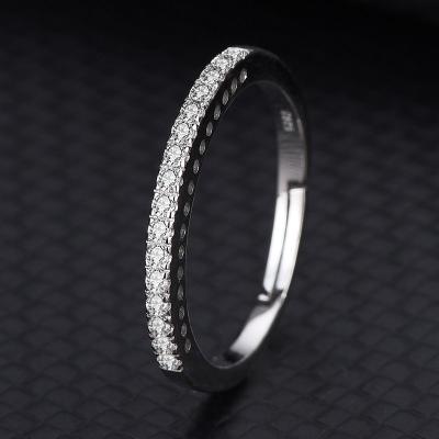 China Casual / Sporty White Silver Single Line Tiny Diamond 18K 925 Gold Plating Stone Pave Setting Zircon Ring for sale