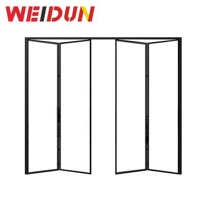 China WEI modern design high quality GRAYISH BROWN aluminum alloy sound proof glass folding doors sound insulation modern folding doors for living room for sale