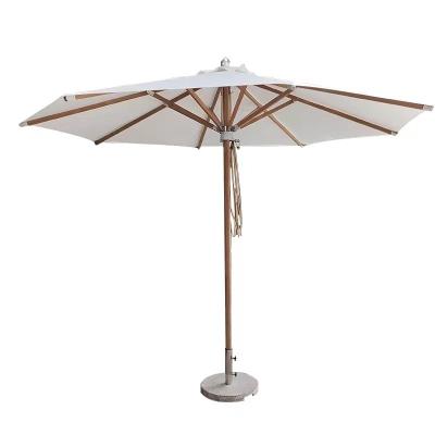 China Sun Wind Rain Proof Wholesale Luxury wood big parasol large commercial patio umbrella outdoor for sale