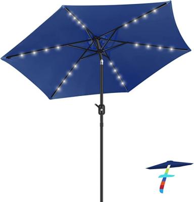 China Sun Wind Rain Proof 9FT LED Patio Umbrella Outdoor Table Umbrella with 8 Sturdy Rib for sale