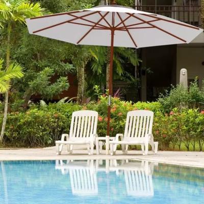 China Sun Wind Rain Proof Uplion Outdoor Wooden Commercial Luxury Umbrella Patio Garden Sun Umbrella Restaurant Wooden Parasol for sale