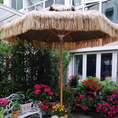 China Sun Wind Rain Proof wind resistant double layer outdoor PP straw umbrella grass Sun Protection Garden Umbrella for sale