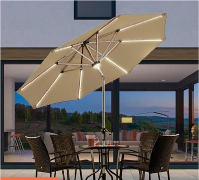 China Sun Wind Rain Proof Garden Center Pole Table Umbrella Support Solar Led Lights Or Charge Directly Patio Sun Umbrellas for sale