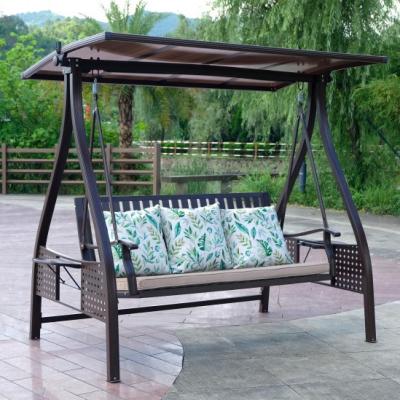 China Strong Swing Seat Rocking Chair Outdoor Patio Swing Garden Hanging Chair with Adjustable Canopy for sale