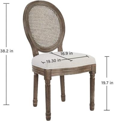 China Durable Farmhouse Dining Room Accent Chairs   with Round Rattan Back  Kitchen Chairs for sale