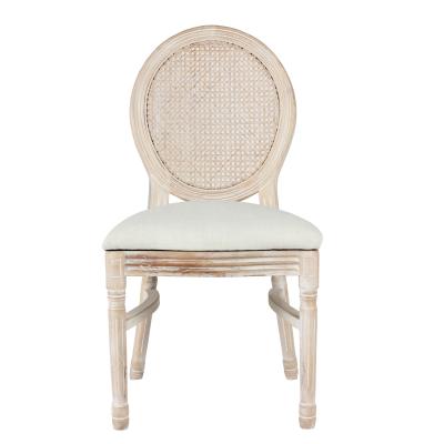 China Luis Xvi Style French Rattan Back Wedding Movable Solid Wood Chair Stackable Banquet Seat Event Cheap Wholesale Modern for sale