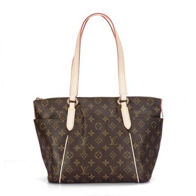 China Women's Canvas Oxidizing Leather Trimming Golden Brass LV Monogram Handbags Totally PM for sale