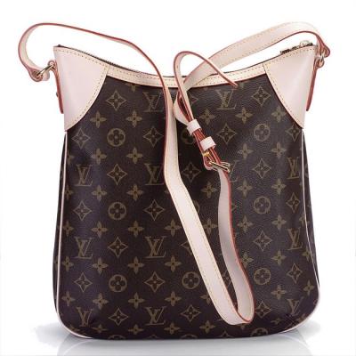 China Oxidizing Leather Trimming and Shoulder Strap LV Monogram Handbags Golden Brass Odeon MM for sale