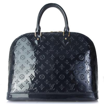 China Dark Blue LV Monogram Vernis Alma MM with Genuine Smooth Leather Handle M93471 for Women for sale