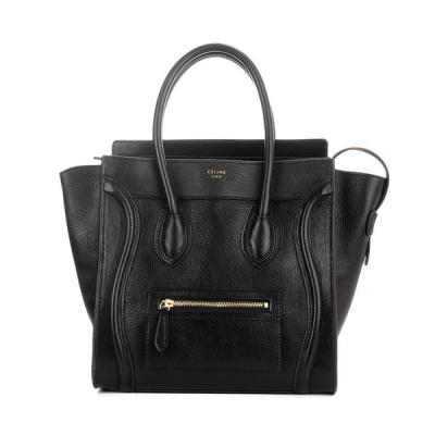 China Schwarz Designer Handtaschen Replica Imitation Celine Ledertasche mit Licht Gold Hardware zu verkaufen