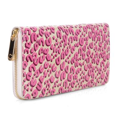 China Cream Pink Louis Vuitton Zippy Wallets Leopard with Golden Metallic Brass Hardware M91476 for sale