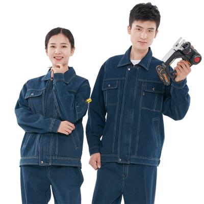 China 2021 New Style Low MOQ Waterproof Mens Navy Denim Cowboy Workwear For Workshop for sale