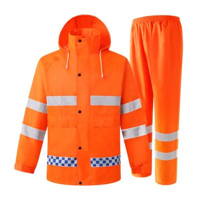 China RTS Breathable Customized OEM PVC Coating Reflective Safety Rain Suit For Motorcyclist for sale