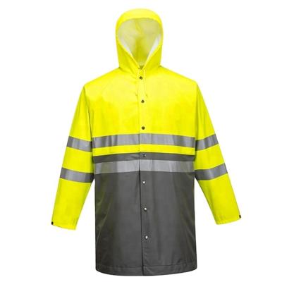 China Mens Breathable Hi-Strength Classic Two Tone Contrast Rain Jacket Safty Coat for sale