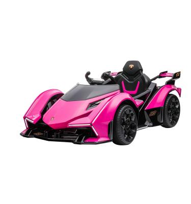 China 2.4G Newest Lamborghini V12 Grand Vision Granny Turismo Children's 12V Electric Car Remote Control Licensed Pink Color Girl's Toy Car for sale