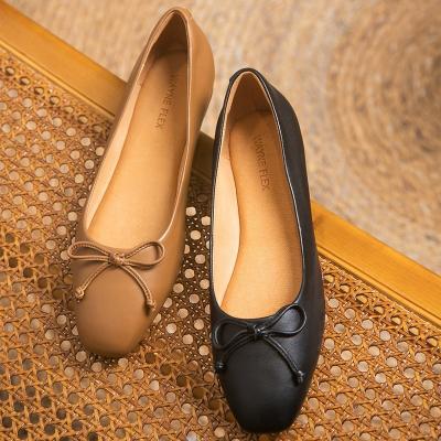 China New Vintage Breathable Bow Summer Comfortable Flat Bottom Ballet Shoes for sale