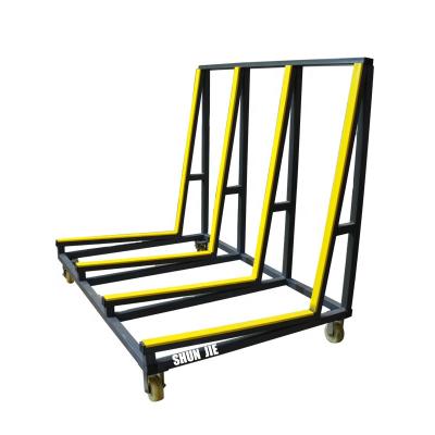 China Garment Shops Custom 500Kg Stand 500Kg Glass Panel Glass Plywood Trolley Custom Glass Trolley Mobile Trolley for sale