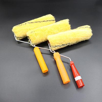 China Wholesale 9 Inch 9 Inch Tape Black Yellow Roller Brush Long Hair Tiger Skin Paint Roller for sale