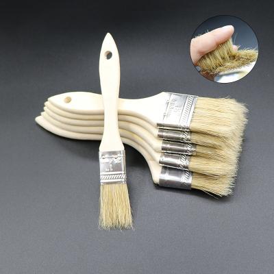 China Pure Bristle Handle Barbecue Brush 1-4 Inch Bristle Wood Brush for sale