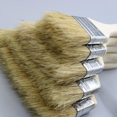 China Wood Handle Bristle Pig Hair Brush Pure Heating Non Rolling Industrial Barbecue Brush Cleaning Brush for sale