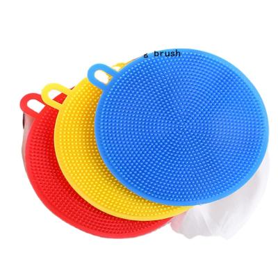 China Viable Premium Reusable Makeup Brush Silicone Kitchen Tools Custom Logo Printed Dish Sponge Cleaning Brushes for Dishes Pots for sale