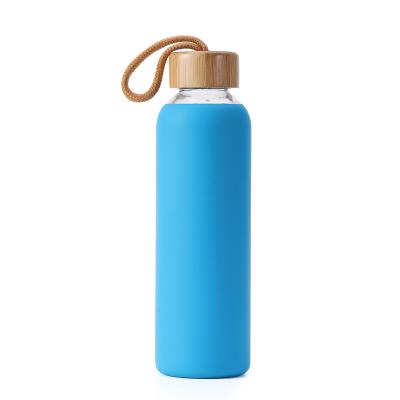 China Quality Price Suitable Sport Non-slip Portable Cute Blue Designer Guaranteed Viable Glass Water Bottle for sale