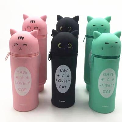 China Schools & Offices Newmebox Manufacturers Silicone Pencil Case Bagcolorful Pen Bag Cylindrical Silicone Animal Pencil Bag for sale