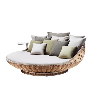 China Modern Aluminum Outdoor Convertible Lounge Rattan Bed Lounge Indoor Sun Sofa Chair for sale