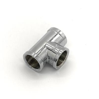 China Conduit Connection Sell New Type Brass Well Polished Chrome Female Tee 3 Way Elbow Pipe Fittings for sale