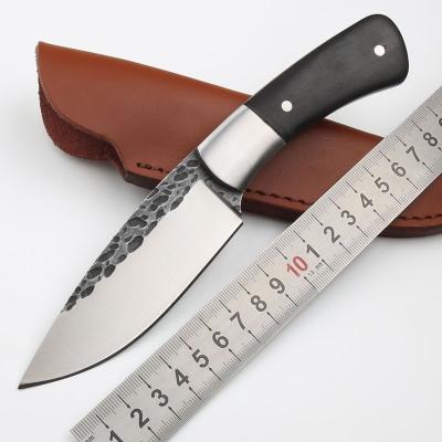 China Outdoor Fixed Steel Double Pocket Action EDC Pocket Knife Blade Combat Knife Camping Tactical Knife With Knife Leather Case for sale