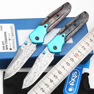 China Multi Functional Damascus Knife Aluminum+Carbon Fiber High Hardness Camping Knife Double Action Tactical Outdoor Folding Knife for sale